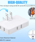 3 Pack AC Flat Wall Outlet Extender With Fully Rotating Plug And Slim Profile Super Handy 3 Tap Wall Adapter Set close-up showing flame retardant material and firm design.