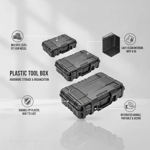 Portable Plastic Tool Box With Handle For Hardware Storage Black Great Grab And Go Garage Workbench Organizer with PP plastic