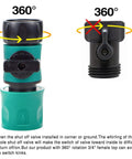 360-degree rotating hose shut off valve in a kit with quick connects for garden hoses, must have five valves, durable fittings.
