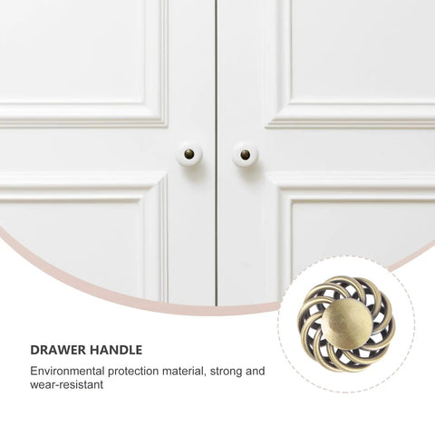 European Style Iron Nickel Alloy Cabinet Handles Set Of 2 In Vintage Dark Bronze mounted on white cabinet doors