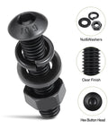 Detailed view of M6 Bolt Kit With Hex Socket Button Head Screws Nuts Washers And Lock Washers 655Pcs Grade 10 9 Alloy Steel Black Oxide