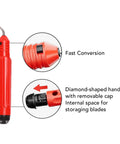 4 Piece Tubing Cutter Set Built Tough Pipe Cutter For 1/4 To 2 Inch Pipes Includes Mini Tube Cutter 1/8 To 7/8 Inch With Deburring Tool For Copper Aluminum Stainless Steel And PVC. red cutter handle with removable cap