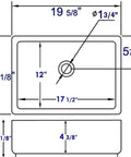 Dimensions diagram for 20 Inch Rectangular Ceramic Above Mount Bathroom Sink White with rear center drain and chrome overflow
