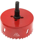 83mm Bi Metal Hole Saw Kit With Twist Drill Bit and L Hex Wrench for Cornhole Boards, made of red M42 steel, front view