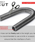 24 Inch Stainless Steel Radiator Flexible Coolant Water Hose Kit With Cap Clamp In Silver For Cars Universal Fit Heavy Duty Beefed Up Cooling Upgrade Performance displayed with scissors indicating customizable cut length.