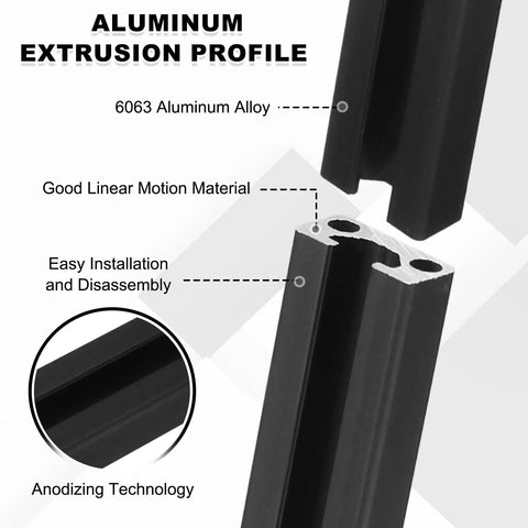 Two Pack 350mm 1020 Aluminum Extrusion Profile European Standard Anodized Linear Rail For 3D Printers CNC Machines Black 6063 aluminum