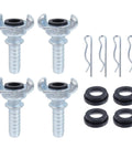Four Piece Three Quarter Inch Hose Barb Air Fittings Kit With Safety Locks And Washers, Universal Hose End Couplings For Air Tools