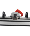 Heavy Duty Electric Tile Bevel Cutter For Snappy 45 Degree Chamfering With A Bombproof 1200 Watt Motor cranking 13000 RPM displayed from the front.