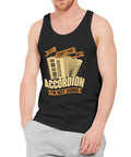 Top Notch Men's 100 Percent Cotton Tank Top, Rugged Gym Muscle Shirt, Legit Breathable Summer Undershirt That Goes Hard For Mechanics And Outdoor Workouts Year Round For Big Flex, black sleeveless shirt with accordion graphic.