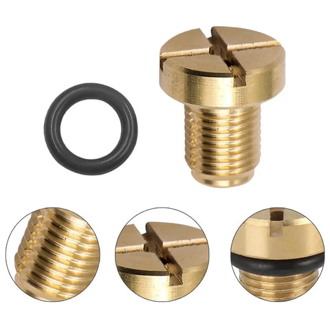 Solid Gear Car Radiator Coolant Expansion Tank Bleeder Screw With Tough Rubber O Ring Seal And Heat Resistant Copper Build For Hassle Free BMW X3 X5 325i Engine Cooling Fix Up showing copper bleeder screw with rubber ring.