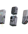 Modular Rechargeable Laser Meter With Bilateral Beam And Bluetooth Featuring Four Hella Handy Modules With Digital Roller And Level, showing versatile snap-on design.