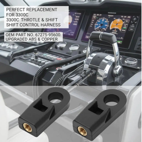 Throttle And Shift Control Box Cable End Connector ABS Copper Replacement 67275 95600 shown in boating setup.