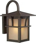 Medford Lakes Outdoor One Light Wall Lantern in Statuary Bronze With Etched Hammered Amber Glass Panels Your Go To Exterior Sconce For Porch Patio Or Garden Lighting