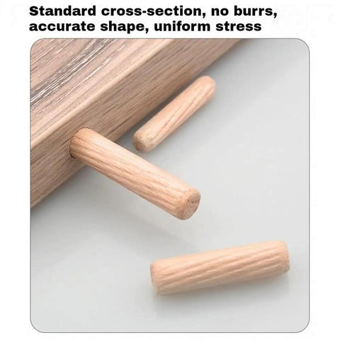 Five Size Hardwood Wood Dowels Set M5 M6 M8 M10 M12 Beveled Ends Fluted Pins shown for secure wood joints