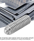 Top Shelf M4x12 Hex Spring Ball Plunger Screws Premium Stainless Steel Bead Fastener on stacked sheets, showcasing its strength.