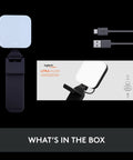 Litra Glow Premium LED Streaming Light with adjustable mount, USB cable, and packaging for video calls and streaming.