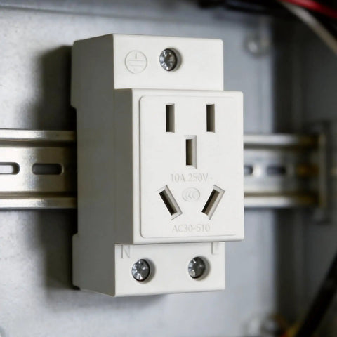 No Sweat Setup Din Rail Power Socket Featuring Copper Terminals And Flame Resistant Abs Casing For Steady Juice Flow In Home Shops Or Busy Worksite Renovations Daily installed on C45 rail.