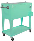 80 Qt Retro Rolling Cooler Ice Chest Cart With Shelf And Bottle Opener Seafoam Perfect For Backyard Bbqs And Bar Nights Keeps Drinks Cold For Days Party Ready