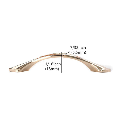 Heavy Duty Zinc Alloy Cabinet Pulls And Drawer Knobs Knockout Amber Gold Finish side view showcasing dimensions for use in kitchen cabinets.