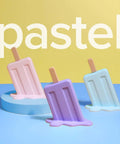 Colorful melting ice cream popsicles on a pastel background, representing Panchroma Matte Pastel Periwinkle PLA Filament For 3D Printing.