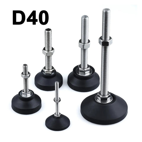 No Hassle Adjustable Furniture Leveling Feet 8 Piece Swivel Glides Keep Your Home Completely Flat On Tricky Floors Heavy Duty Nylon Wheels Built Tough With Carbon Steel Body, five varying sizes with stainless steel rods.