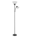 72 Inch Floor Lamp With Adjustable Reading Light Torchiere, Slim Space Saving Design, Matte Black Frame, for Living Room or Office