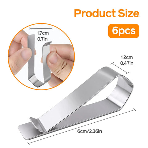 Six Pack Stainless Steel Clips With 3M Adhesive For Sun Visor Mounting A Dope DIY Car Photo Frame Display Kit, clip size details