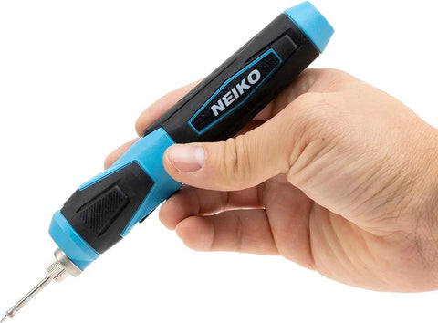 Hand holding a Cordless Wireless Soldering Kit With A Mini USB Rechargeable Pen, Quick Heat Up To 750°F, LED Indicator, 4V Lithium-Ion Battery