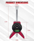 Pipe center finder tool with pink 4-inch Y-type base, metal stem, and adjustable dial bubble protractor.