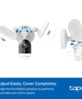 2K QHD Outdoor Floodlight Security Camera With Dimmable 2800 Lumen Floodlight side views showing adjustable angles