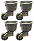 4 Pack Old School Vintage Zinc Alloy Swivel Cup Casters For Furniture Antique Green Bronze Wheels in 1-3/4 Inch OD