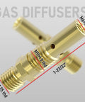 Pro Grade MIG Welding Gun Kit With.035 Tip Nozzle Diffuser For Lincoln Magnum 100L And Tweco Mini 1 Torches, close-up of gas diffusers