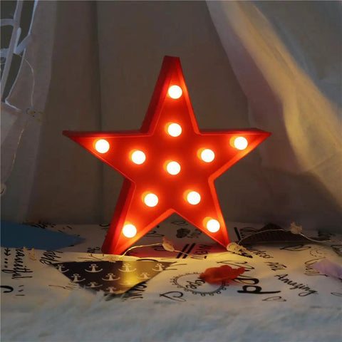 Star Shaped LED Light Sign For Wall And Mantel Battery Operated Red With 11 Warm White LEDs Easy Hanging Hooks Marquee Decor