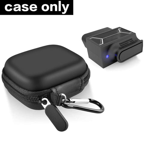 Mini Carry Case For Bluetooth Pro OBDII OBD2 Scan Tool Monitor with zipper and carabiner, black case shown.