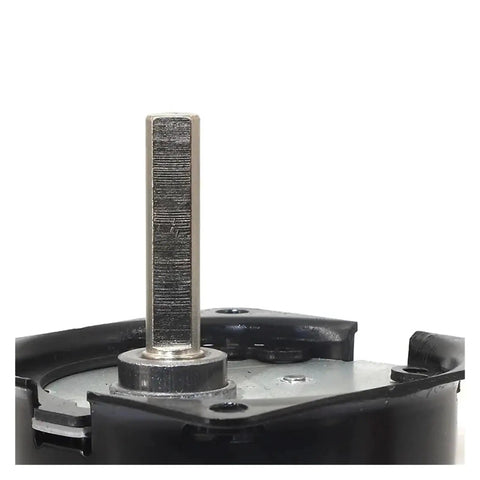 Close-up of 7mm eccentric shaft of No Fuss Permanent Magnet Synchronous Motor With Metal Gear Reducer 28W 220V AC 80RPM.