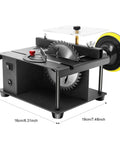 Mini Table Saw 200W Bench Cutter For Wood Metal Plastic, 0 To 90 Degree Tilt, Cold Rolled Steel Base, precise dimensions shown