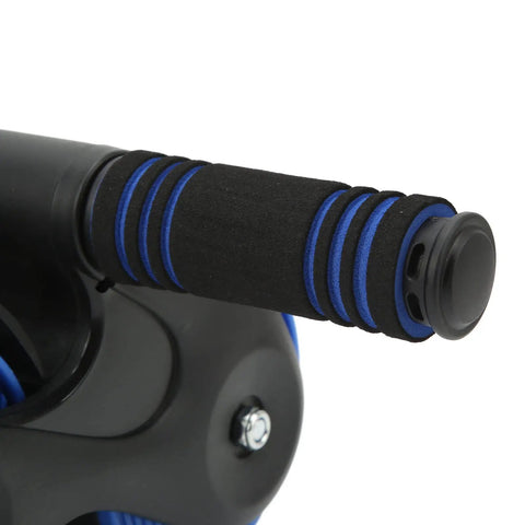 Close-up of non slip handle on Double Wheel Abdominal Roller For Core Workout And Home Gym Anti Slip Handle 105mm Wide Wheels Durable ABS