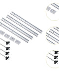 Heavy Duty T Track Knob Kit For T Slot Miter Track Jig For A Universal Workbench Beefy Woodworking Jigs And Fixtures Utility Multifunctional Sturdy Silver Finish, showing all components including rails, knobs, and bolts