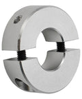 Premium Aluminum Alloy Double Split Shaft Collar Clamp 30mm Bore Diameter For Machinery Equipment Super Grip Softer Shafts Low Axial Loads Anodized Finish Boosts Durability Good For Industrial Use And Automation Safe Install Wont Harm Surface. Silver clamp