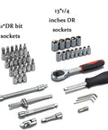 12 Piece Flexible Head Ratchet Spanner Set For Auto And Home Repairs Pro Grade Workhorse Heavy Duty Hand Tools Torque Socket Wrenches shown with sockets and wrench handle
