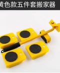 Heavy Duty Furniture Lifter And Mover Tool Set With 4 Roller Sliders for moving appliances, featuring yellow design and non-slip materials.