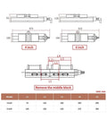 Technical diagram of Heavy Duty Machine Vise Featuring Rock Solid Flat Nose Jaws Six Inch Double Opening Bench Clamp dimensions and models.