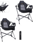 Hammock Camping Chair Set Outdoor Folding Rocker Lawn Seats With High Back And Stand, Portable Swinging Chairs With Cup Holder