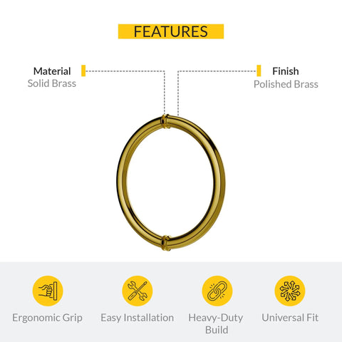 Heavy Duty Solid Brass Glass Door Pull Handle With Shiny Polished Finish, Back To Back Mount For Frameless Glass Doors, Built Like A Tank Commercial Hardware Fits Half Inch Glass, 8 Inch Centers, Easy Setup