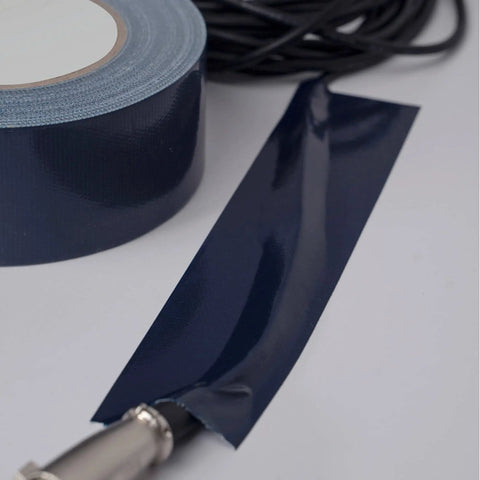 Heavy Duty Navy Blue Duct Tape Roll 2 Inch By 45 Yard Waterproof All Weather No Residue UV Resistant For Car Repairs Home Projects Outdoor Fixes That Sticks Great shown with cable
