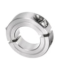 Two Piece Split Shaft Collar Clamp On For One Inch Shaft That Is Built To Lock Tight With One Point Three Quarter Inch Outer Diameter And Half Inch Width 304 Stainless Steel Set Screw Style For Positioning Spacers Stops And Bearing