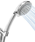 High Pressure Handheld Shower Head With 5 Settings, Boss Level Water Flow, 59 Inch Stainless Steel Hose, spraying water