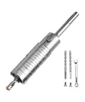 No Nonsense Heavy Duty 1.5 Inch Concrete Hole Saw With SDS Plus Shank showcasing the drill kit components.