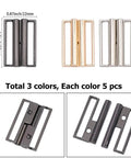 Interlocking Metal Belt Buckles Set Of 15 For DIY Belts And Leather Straps Rectangle Quick Release Clips in black, gold, silver.