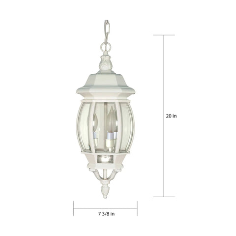 Three Light Outdoor Hanging Lantern In White Finish With Clear Beveled Glass 20 Inch Die Cast Aluminum Fixture Damp Location Rated
